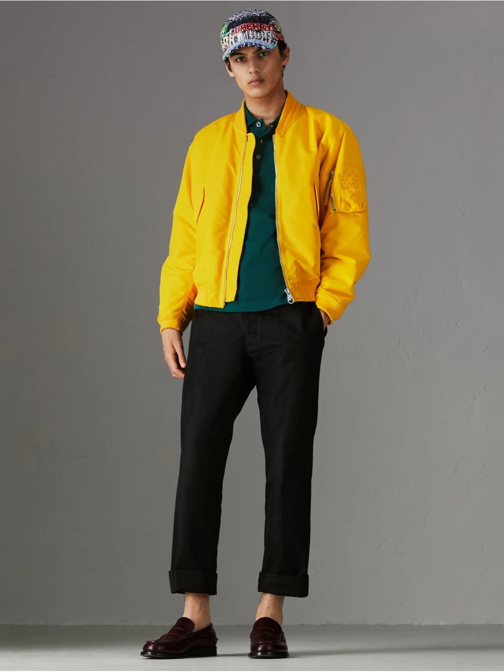 BURBERRY Yellow Bomber Jacket - Men's Lightweight Flight Jacket